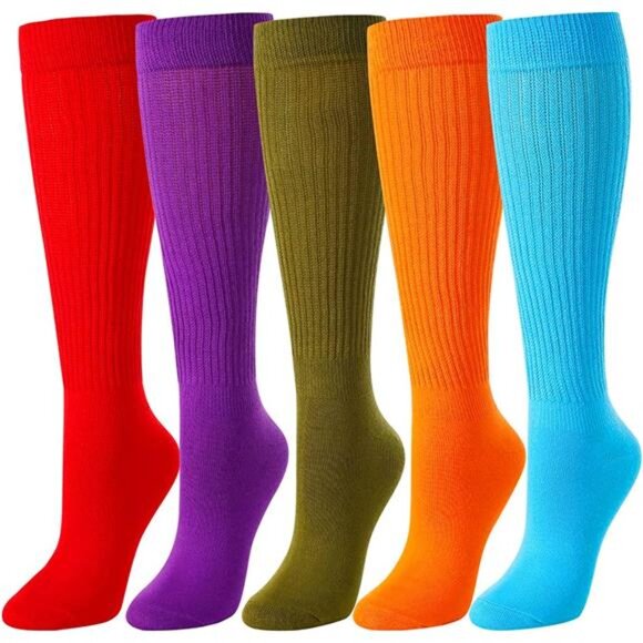 Slouchy Socks For Women - Slouch S crunch Socks, 4-5 Pairs Knee Length - Picture 2 of 6